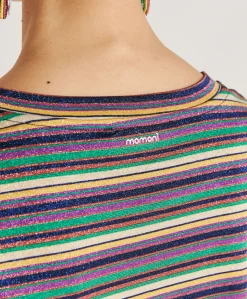 Thirt Iora En Jersey Lurex Raye - Vert Multicolore