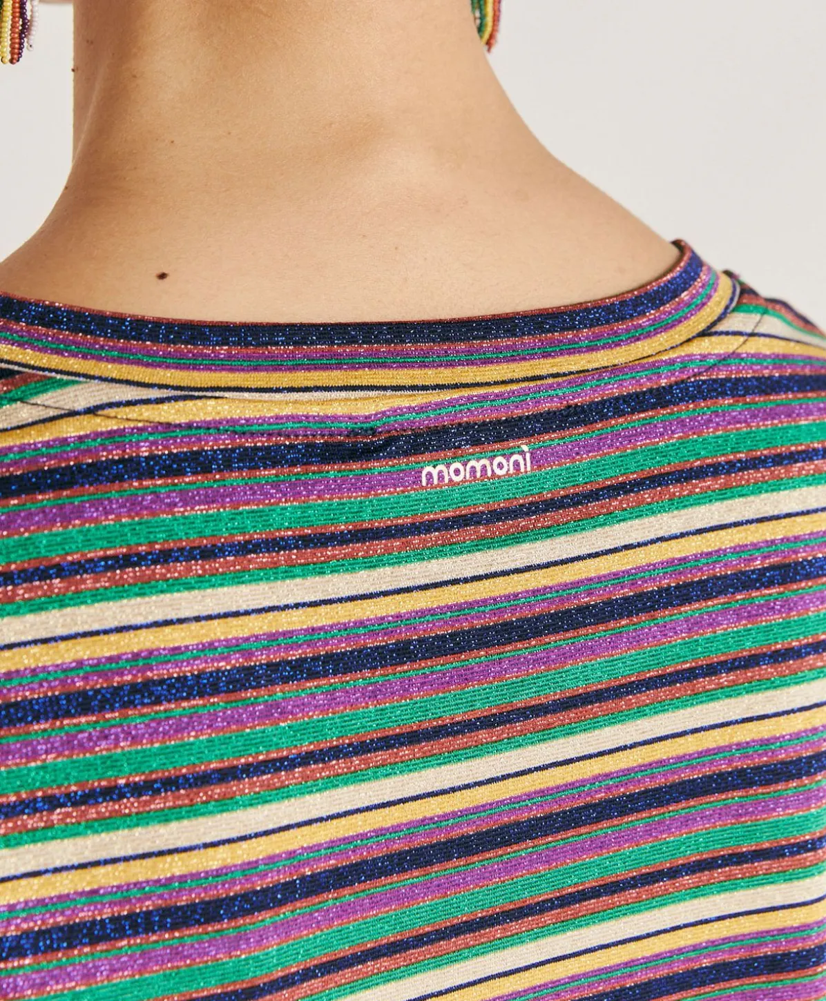 Thirt Iora En Jersey Lurex Raye - Vert Multicolore