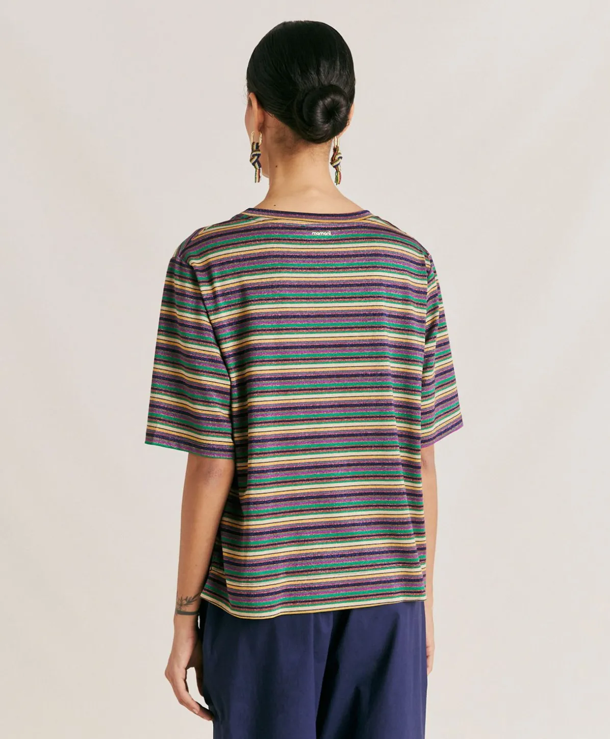 Thirt Iora En Jersey Lurex Raye - Vert Multicolore