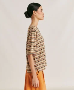 Thirty Iora En Jersey Lurex Raye - Rouille Multicolore