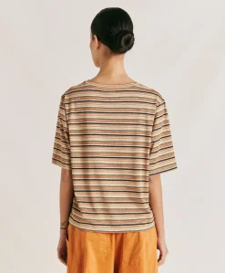 Thirty Iora En Jersey Lurex Raye - Rouille Multicolore