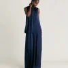 Top Cris En Soie Unie - Bleu Nuit