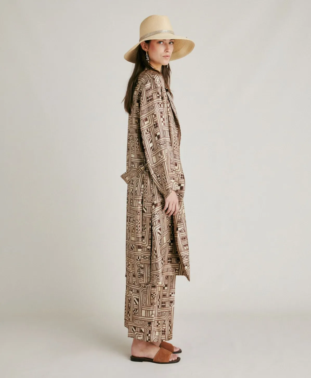 Trench-Coat En Serge De Soie Bados - Beige/Tabac
