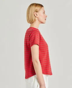 T-Shirt En Jersey Raye Lottie - Rouge/Tabac