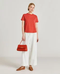 T-Shirt En Jersey Raye Lottie - Rouge/Tabac