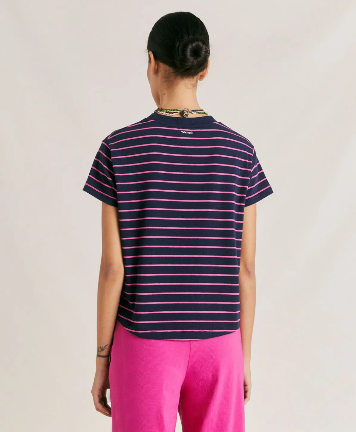 T-Shirt En Jersey Raye Lottie - Fuchsia/Bleu