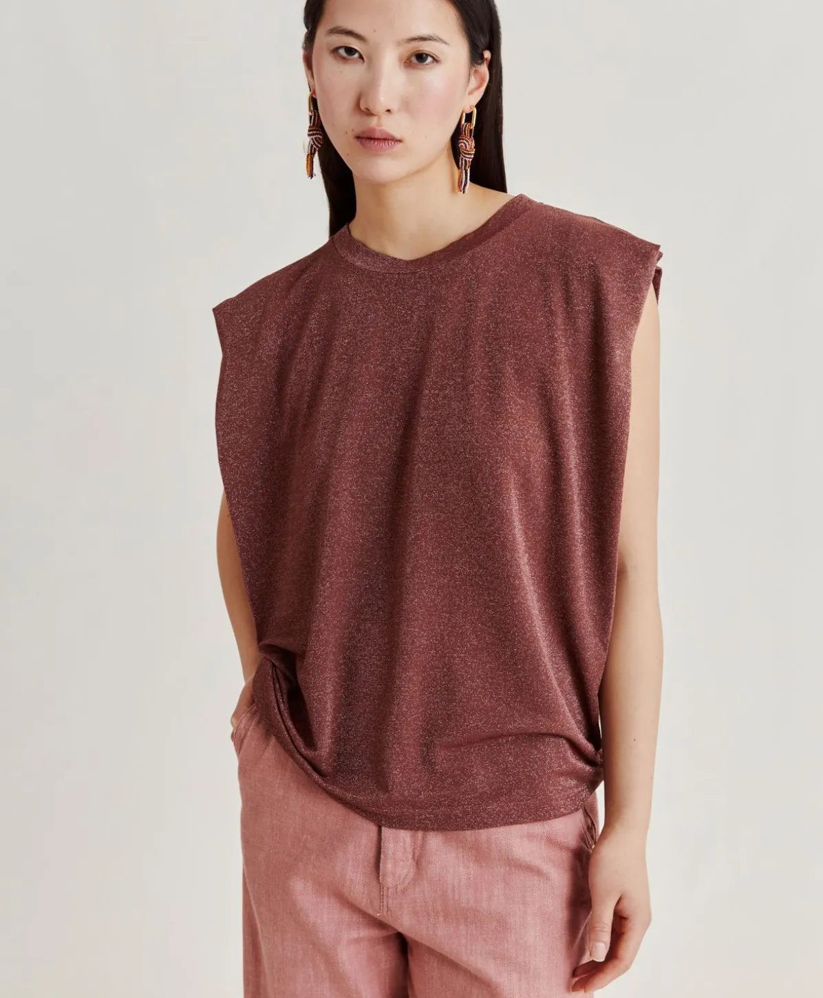 T-Shirt Enna En Jersey Lurex - Terre Cuite