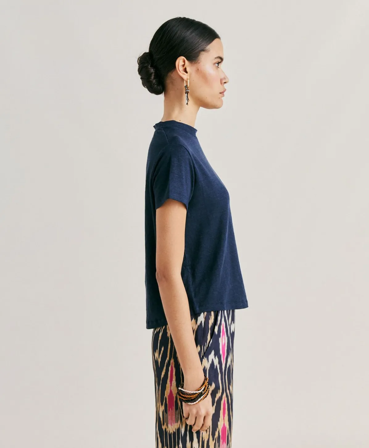 Tshirt Jersey En Lin Lottie - Bleu Nuit