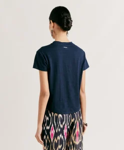 Tshirt Jersey En Lin Lottie - Bleu Nuit