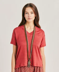 Tshirt Nancy En Jersey De Lin - Amarante