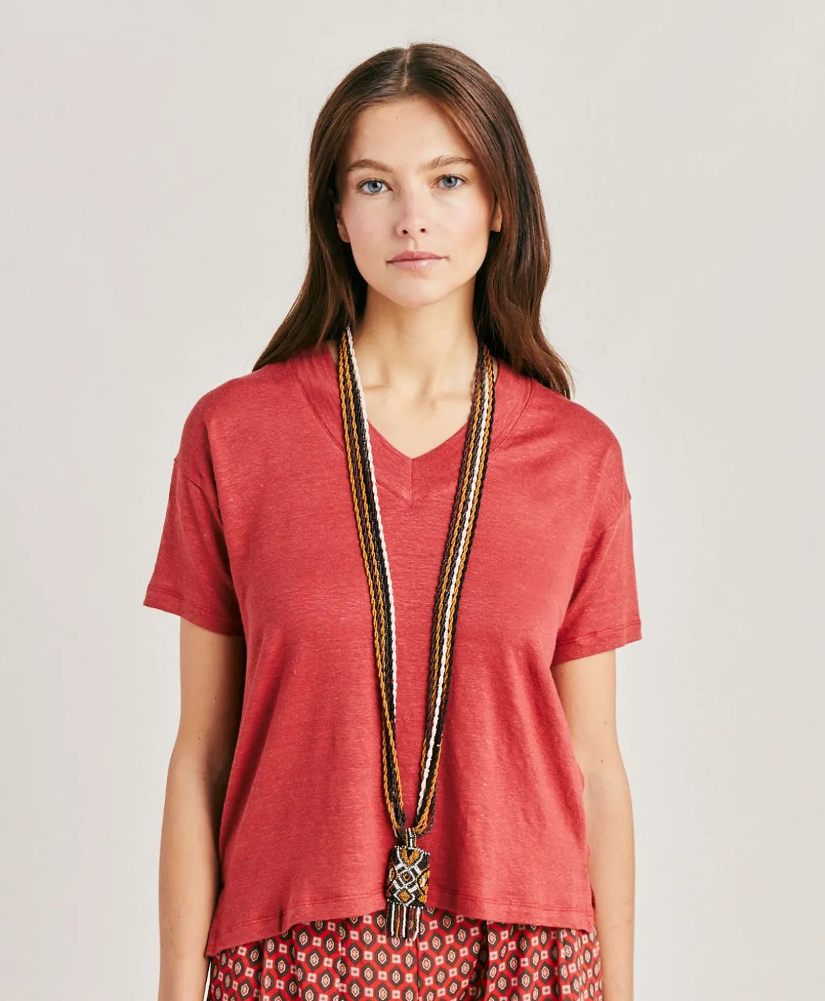Tshirt Nancy En Jersey De Lin - Amarante