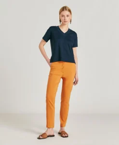 T-Shirt Nancy En Jersey Lin - Bleu Nuit
