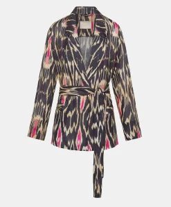 Veste Cristal En Lin Viscose - Bleu Multicolore