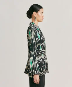 Veste Cristal En Lin Viscose - Noir Multicolore