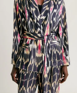 Veste Cristal En Lin Viscose - Bleu Multicolore