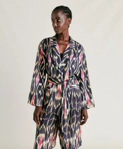 Veste Cristal En Lin Viscose - Bleu Multicolore