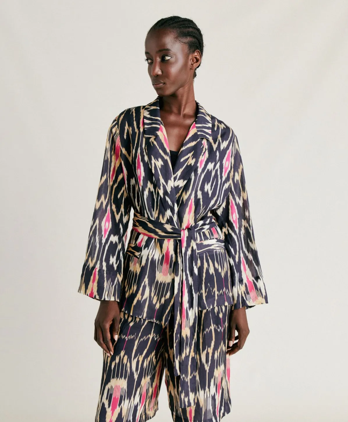 Veste Cristal En Lin Viscose - Bleu Multicolore