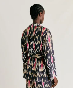 Veste Cristal En Lin Viscose - Bleu Multicolore