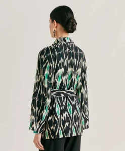 Veste Cristal En Lin Viscose - Noir Multicolore