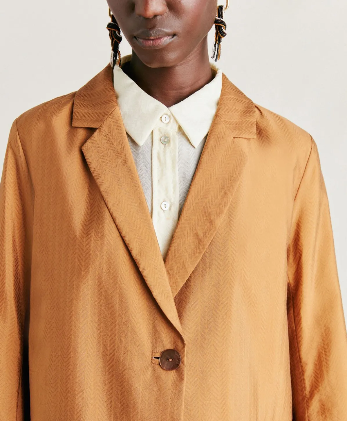 Veste Emma En Cupro Jacquard - Reglisse