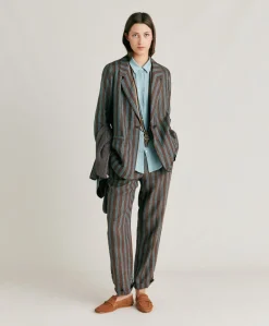 Veste En Lin Raye Dayton - Marron/Aqua
