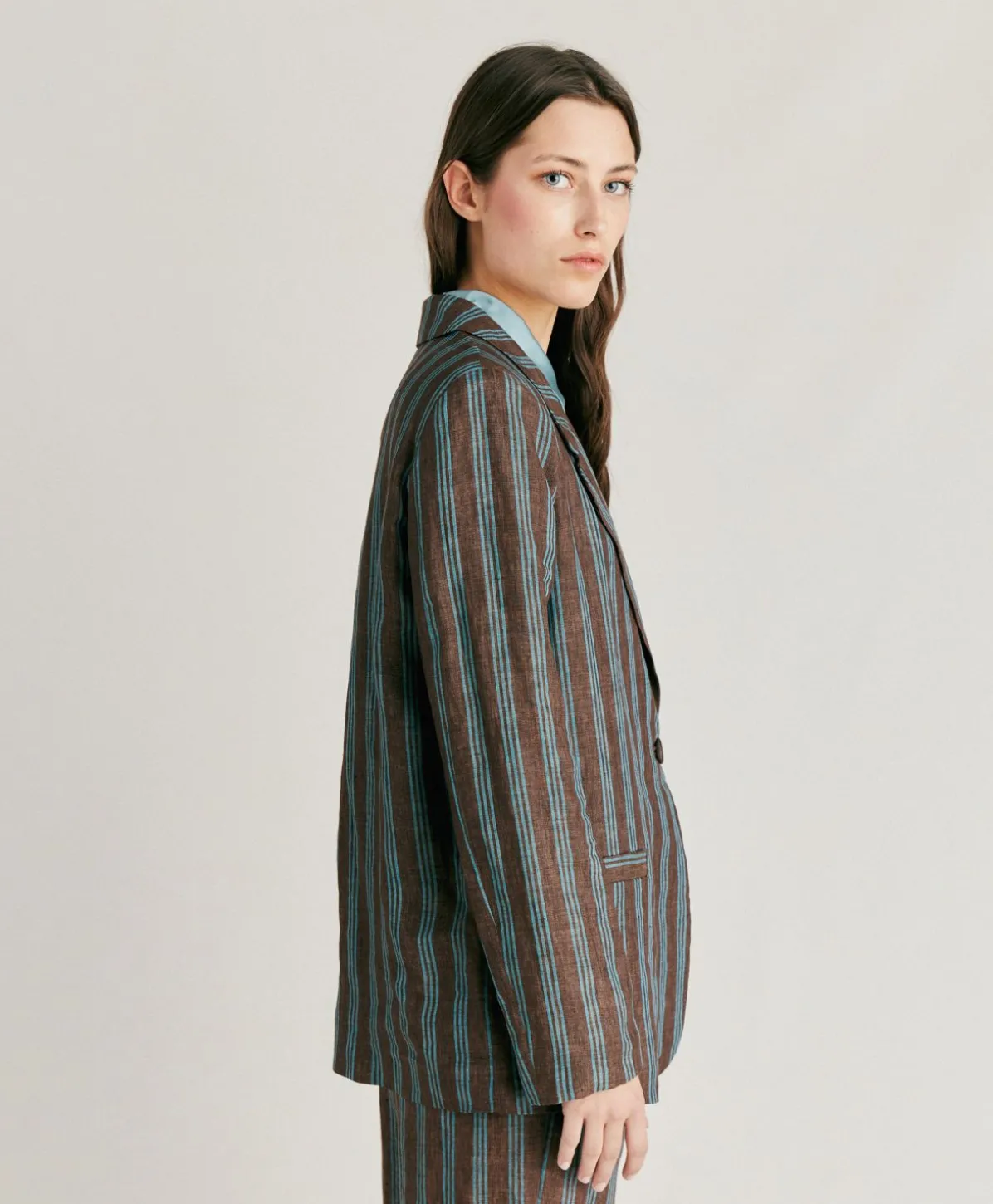 Veste En Lin Raye Dayton - Marron/Aqua