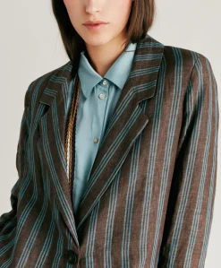Veste En Lin Raye Dayton - Marron/Aqua