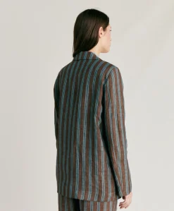 Veste En Lin Raye Dayton - Marron/Aqua