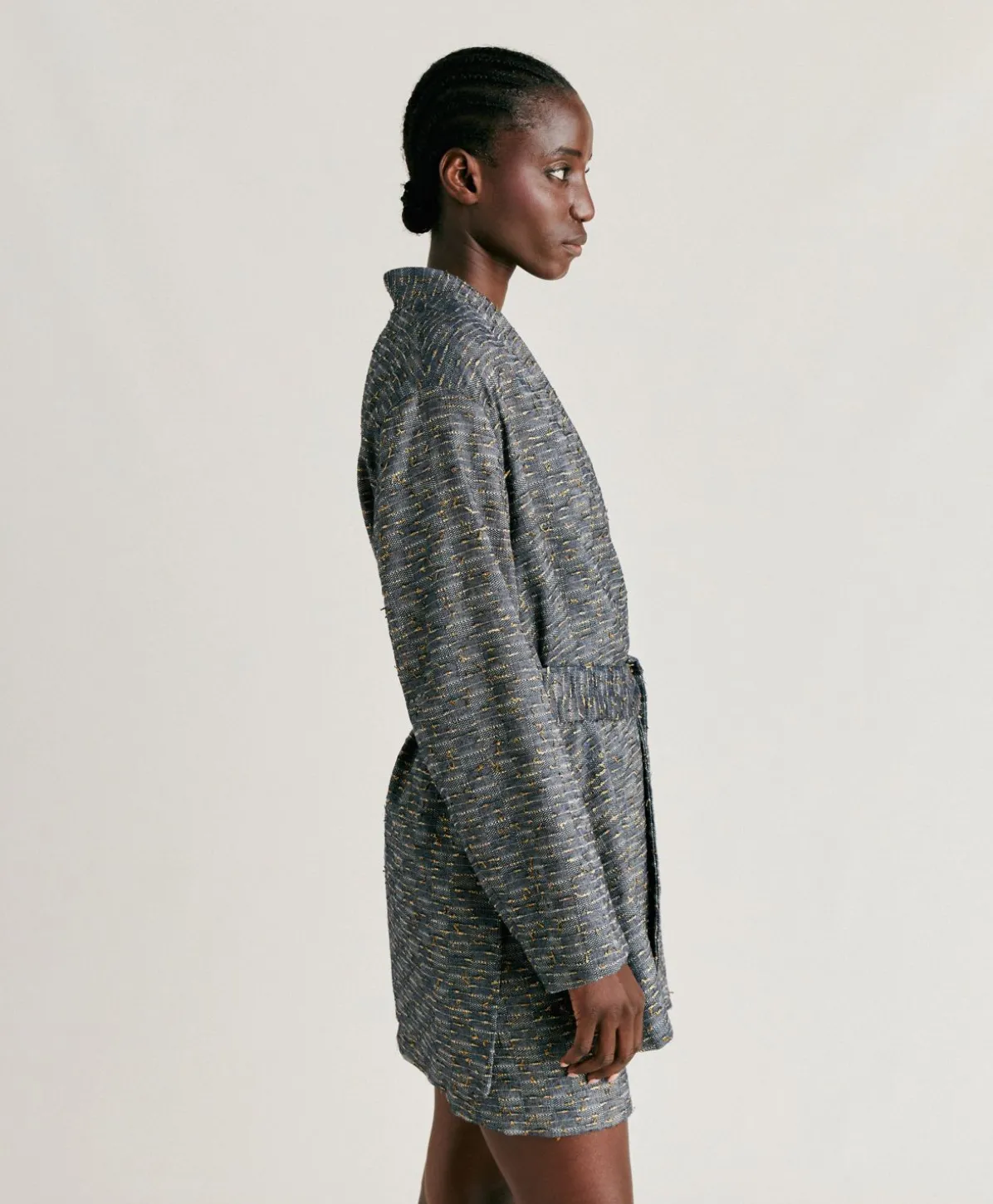 Veste Eugenie A Mat Fil Coupe' - Bleu/Or