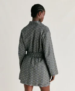 Veste Eugenie A Mat Fil Coupe' - Bleu/Or