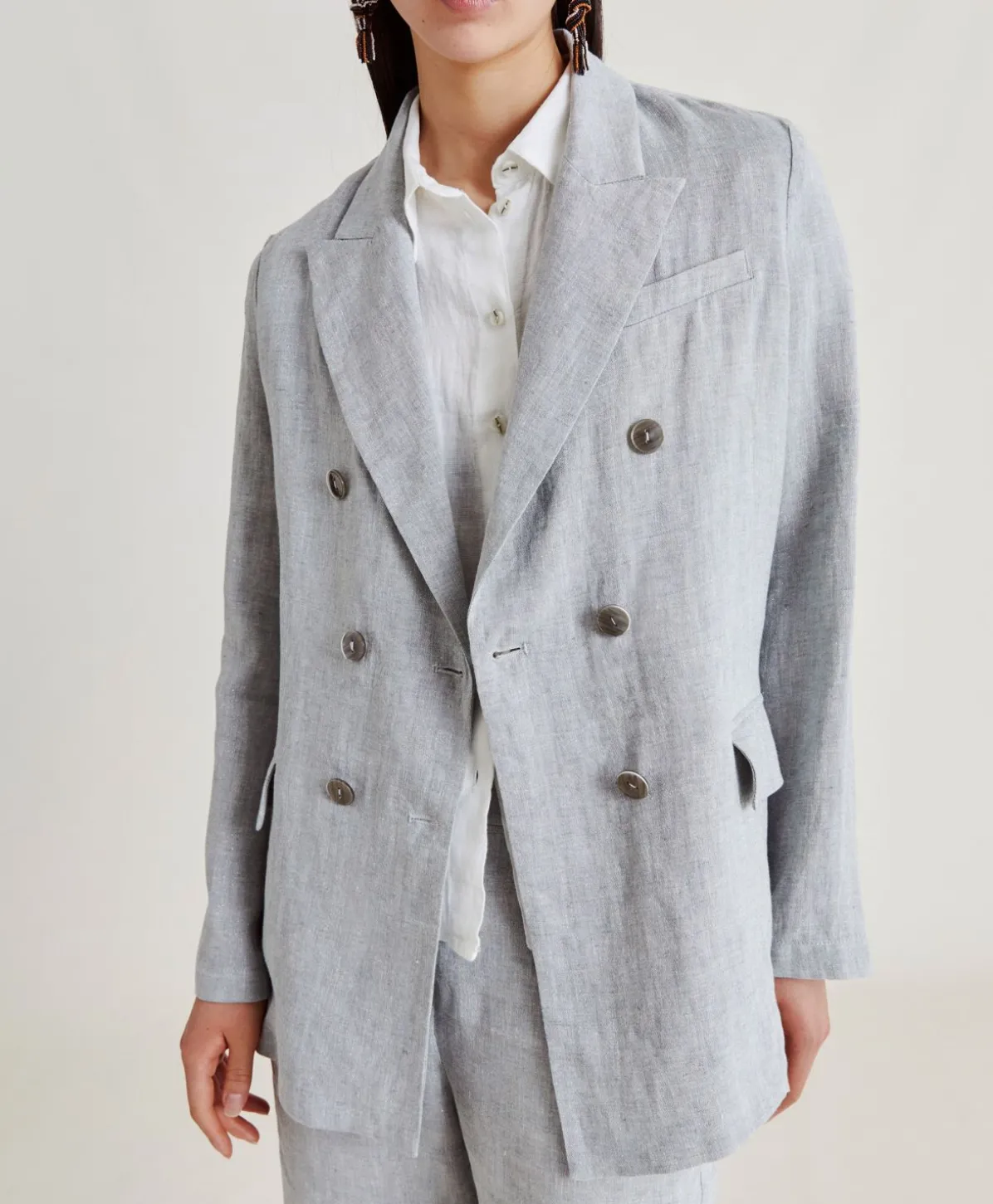 Veste Lilia En Lin Lurex - Gris