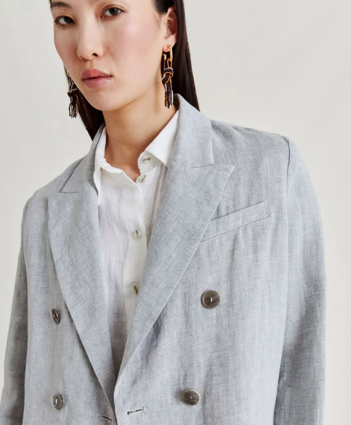 Veste Lilia En Lin Lurex - Gris